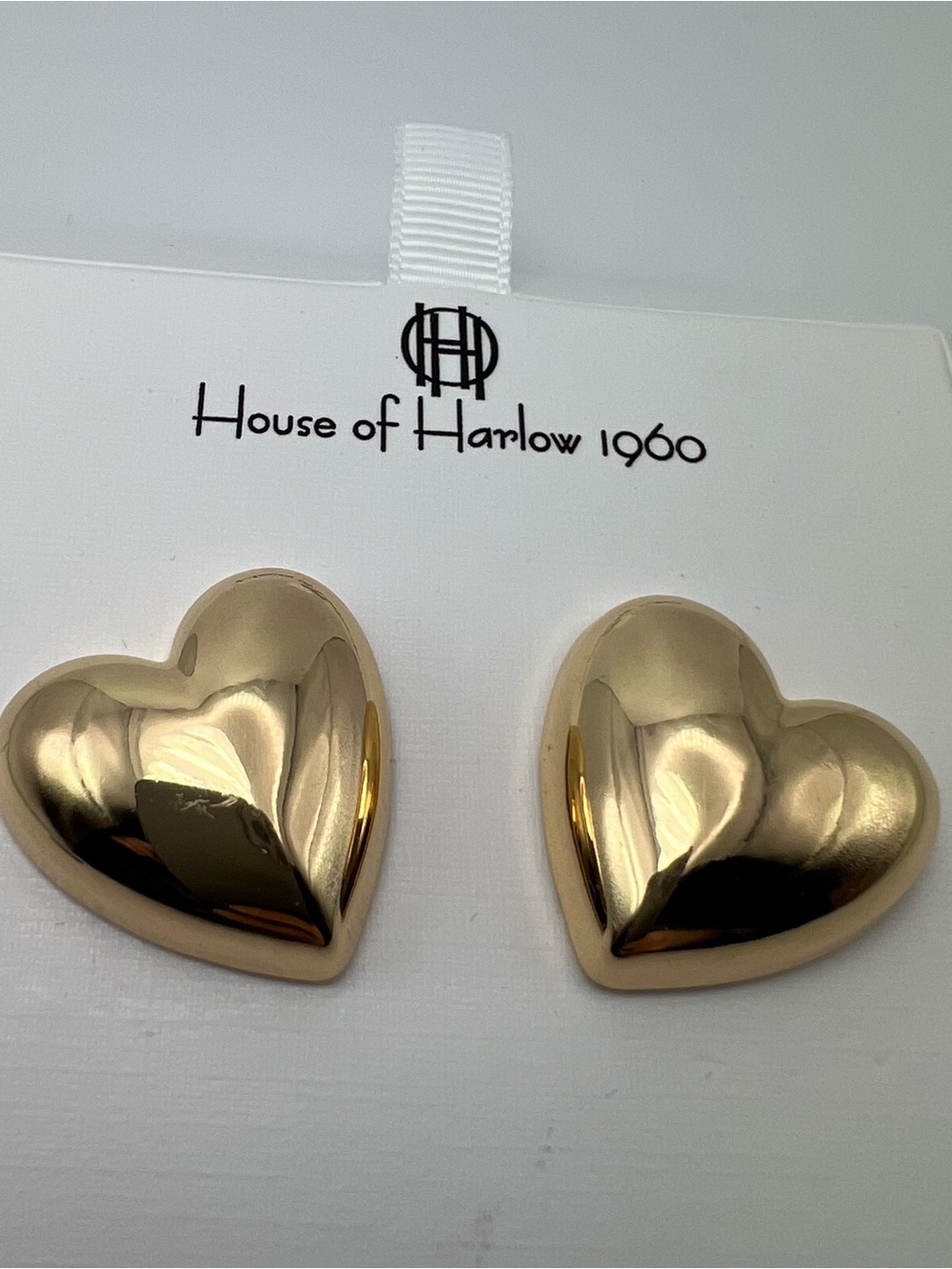 House of Harlow 1960 puffy heart gold tone stud earrings